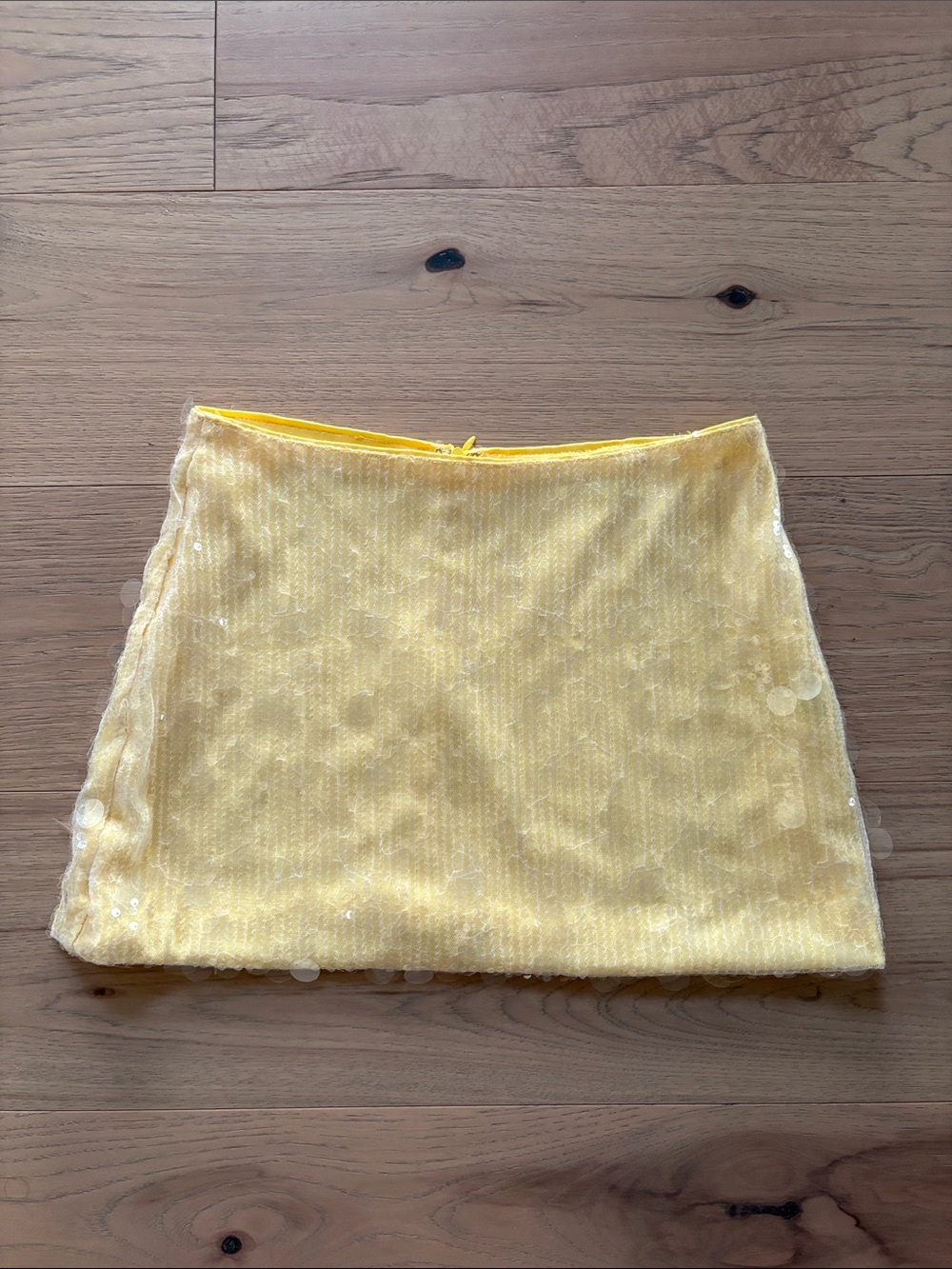 Yellow sequin mini skirt